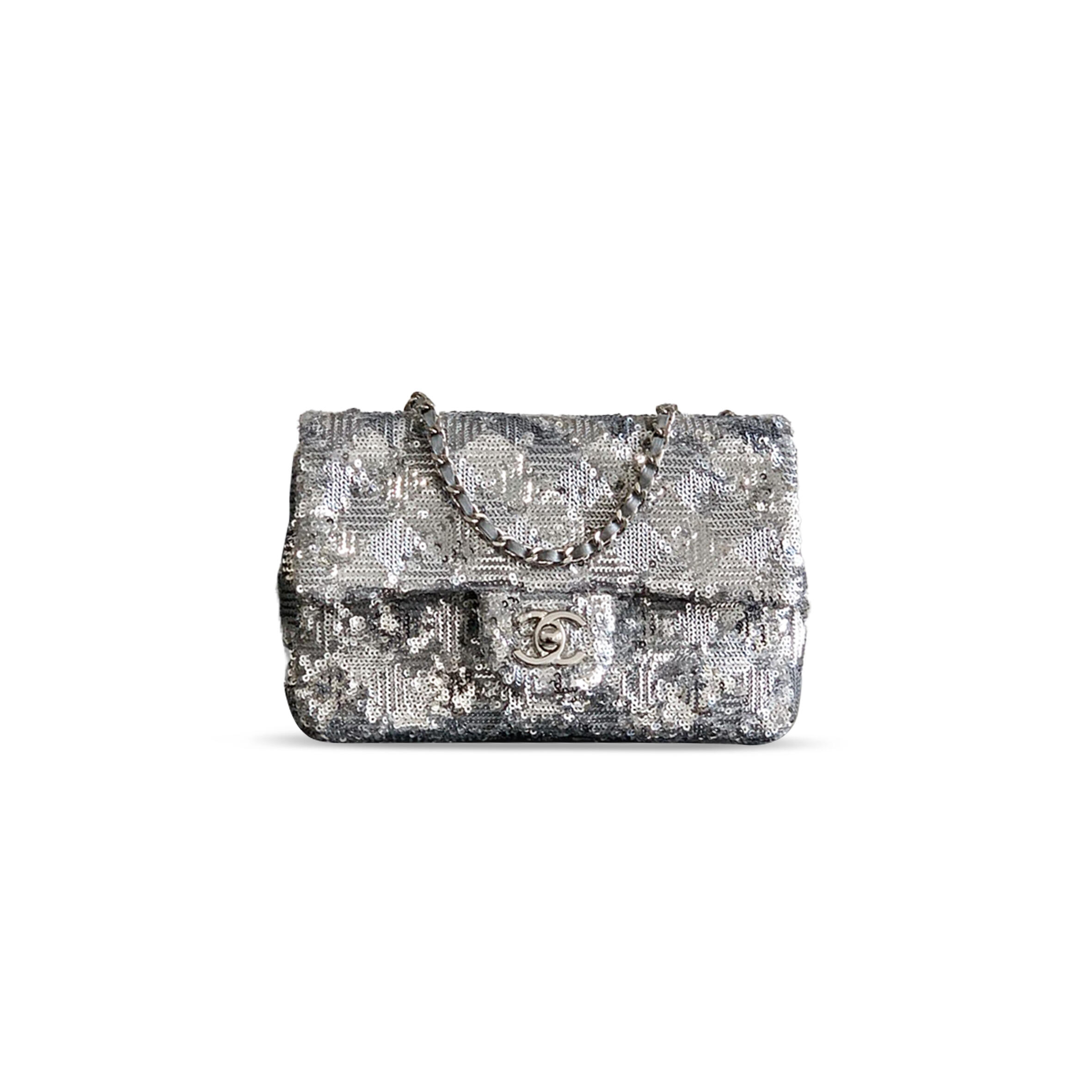 CHANEL MASTER FLAP BAG SEQUINS & SILVER METAL& SILVER AS4561(21*14*8cm)